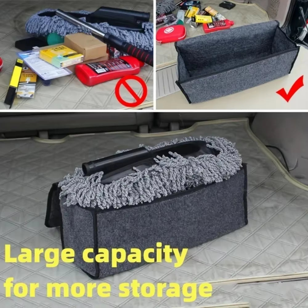 Gray anti Slip Compartment Boot Storage Organizer Tool Car Storage Bag Car Trunk Organizer Soft Felt Storage Box Car Accessories