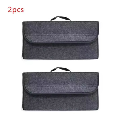 Gray anti Slip Compartment Boot Storage Organizer Tool Car Storage Bag Car Trunk Organizer Soft Felt Storage Box Car Accessories