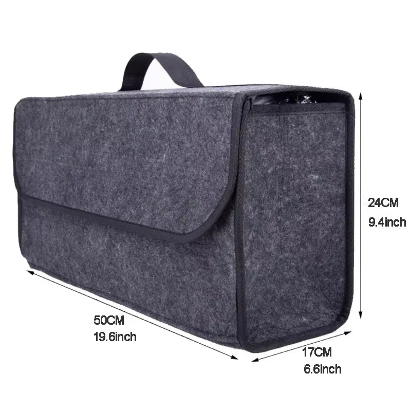 Gray anti Slip Compartment Boot Storage Organizer Tool Car Storage Bag Car Trunk Organizer Soft Felt Storage Box Car Accessories