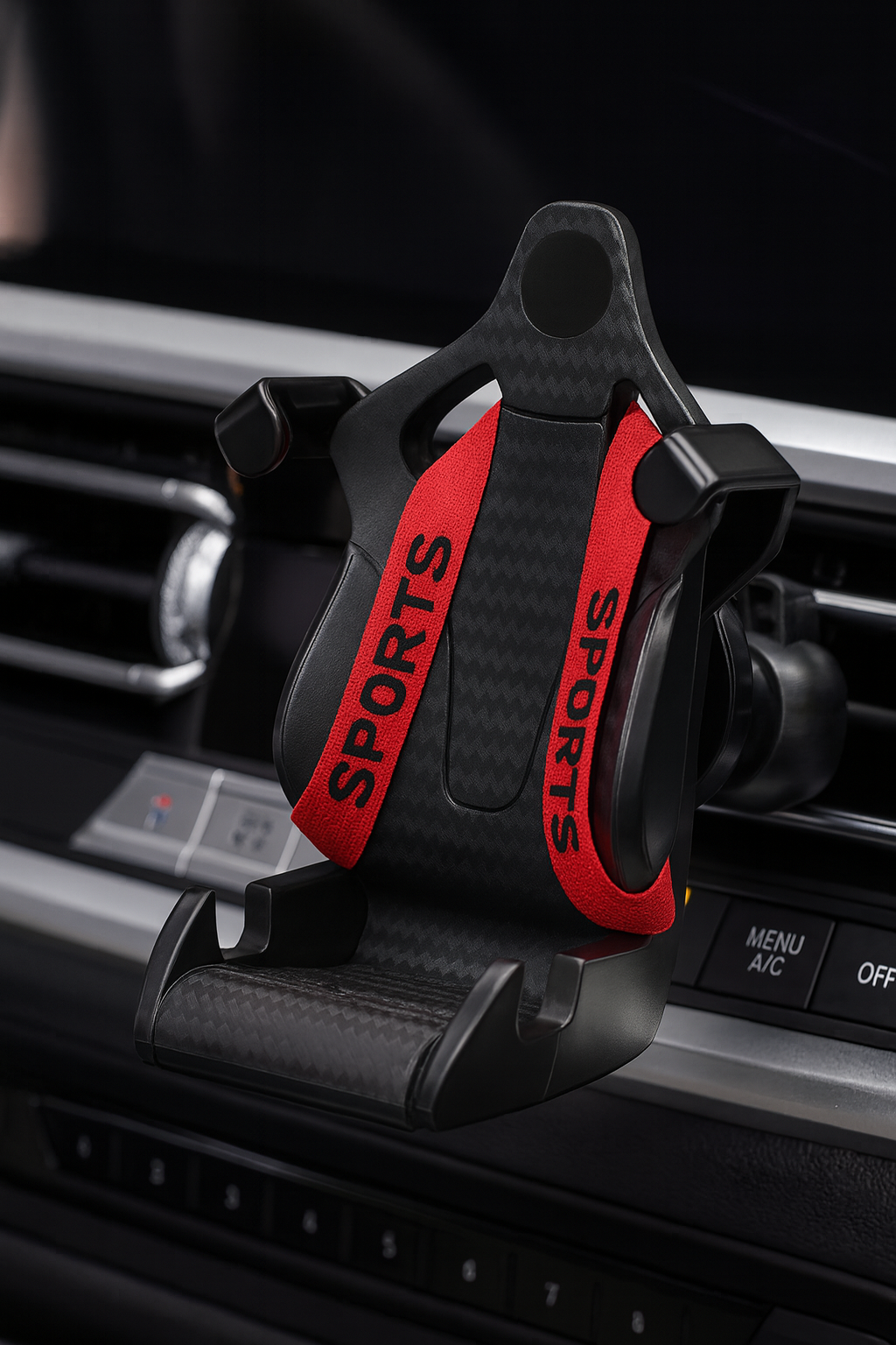 Soporte de Móvil 360° con Diseño en Estilo Racing en Fibra de Carbono