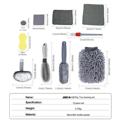 6/12Pcs Car Cleaning Set Car Detailing Brush Towel Glove Auto Dashboard Air Outlet Cleaning Tools Kits for Car Wash Accessories