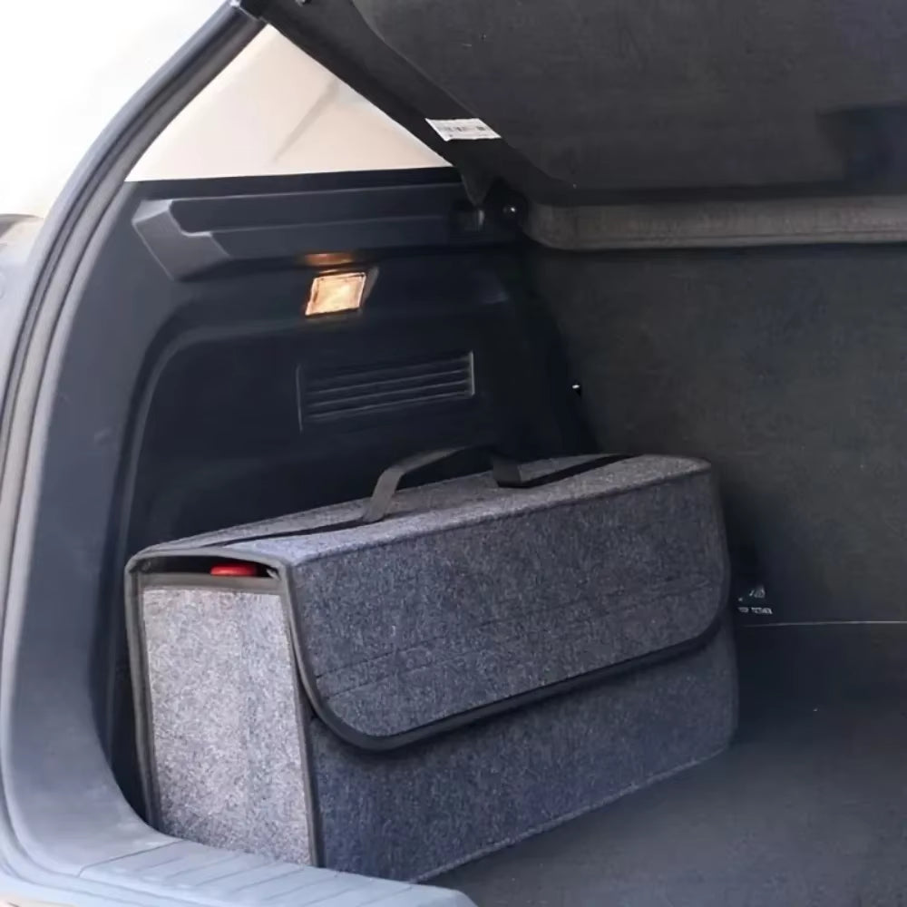 Gray anti Slip Compartment Boot Storage Organizer Tool Car Storage Bag Car Trunk Organizer Soft Felt Storage Box Car Accessories